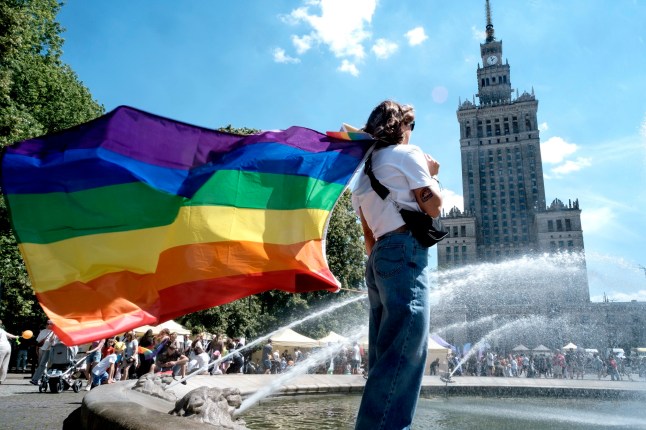 The LGBTQ+ community is not stopping their fight for rights, emphasizing their presence and belonging in society during the Warsaw Equality Parade 2024. The Warsaw Equality Parade is constantly remaining the biggest LGBTQ+ fiesta of the season in Warsaw, Poland, on June 15, 2024. (Photo by Piotr Lapinski/NurPhoto via Getty Images)