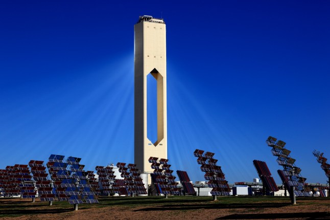 PS10 Solar Power Plant, Planta Solar 10, is the world's first commercial concentrating solar power tower operating in Sanlucar la Mayor near Seville, in Andalusia, Spain (Photo by: Bildagentur-online/Universal Images Group via Getty Images)